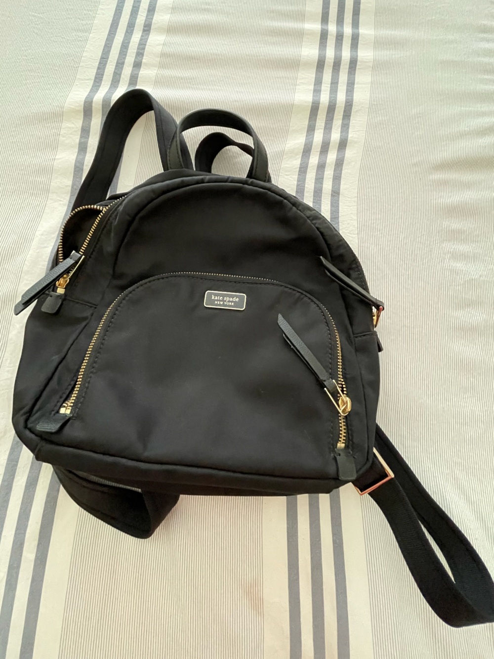 Kate Spade mini Black Nylon Backpack with Gold Hardware